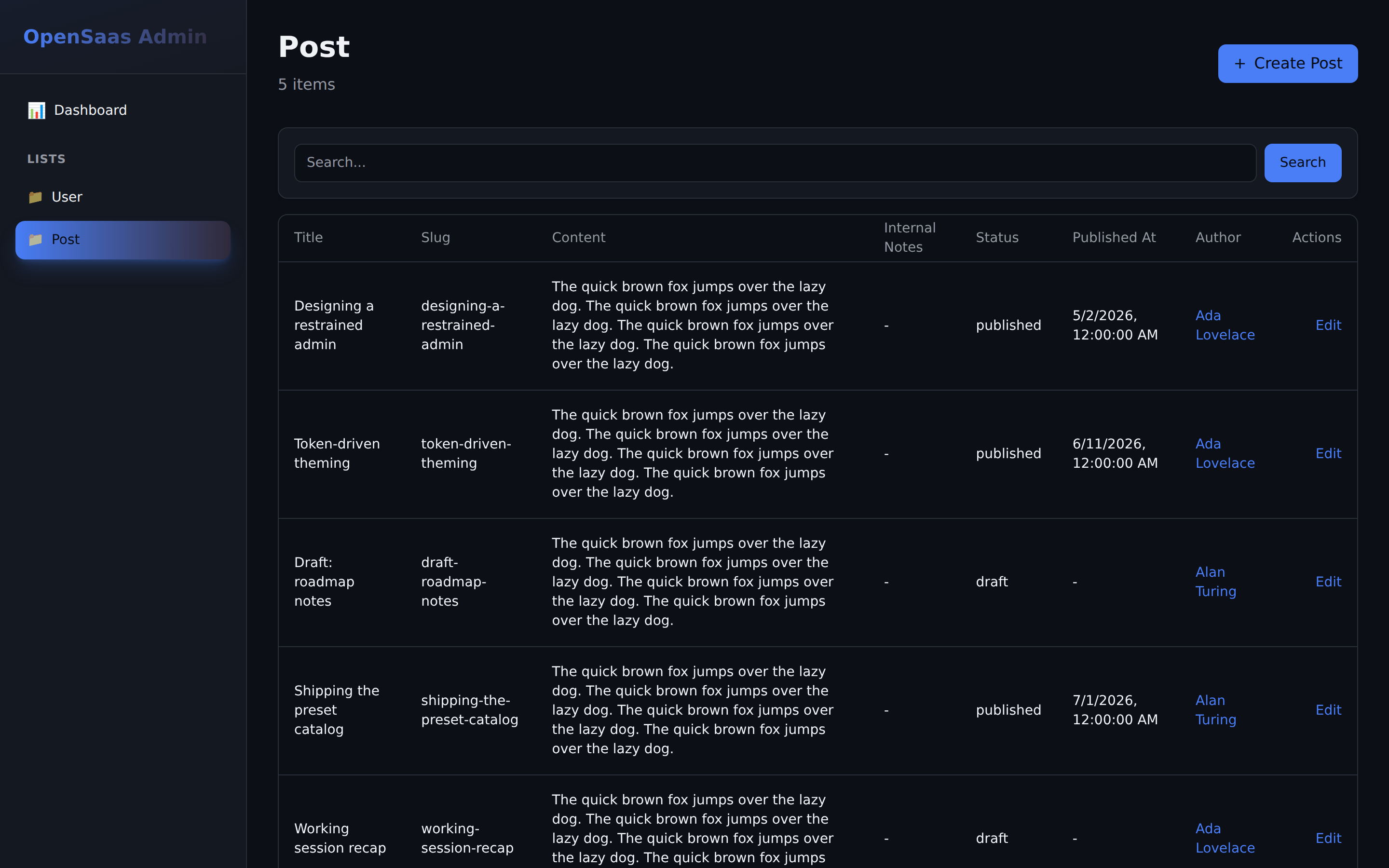 modern preset, dark mode